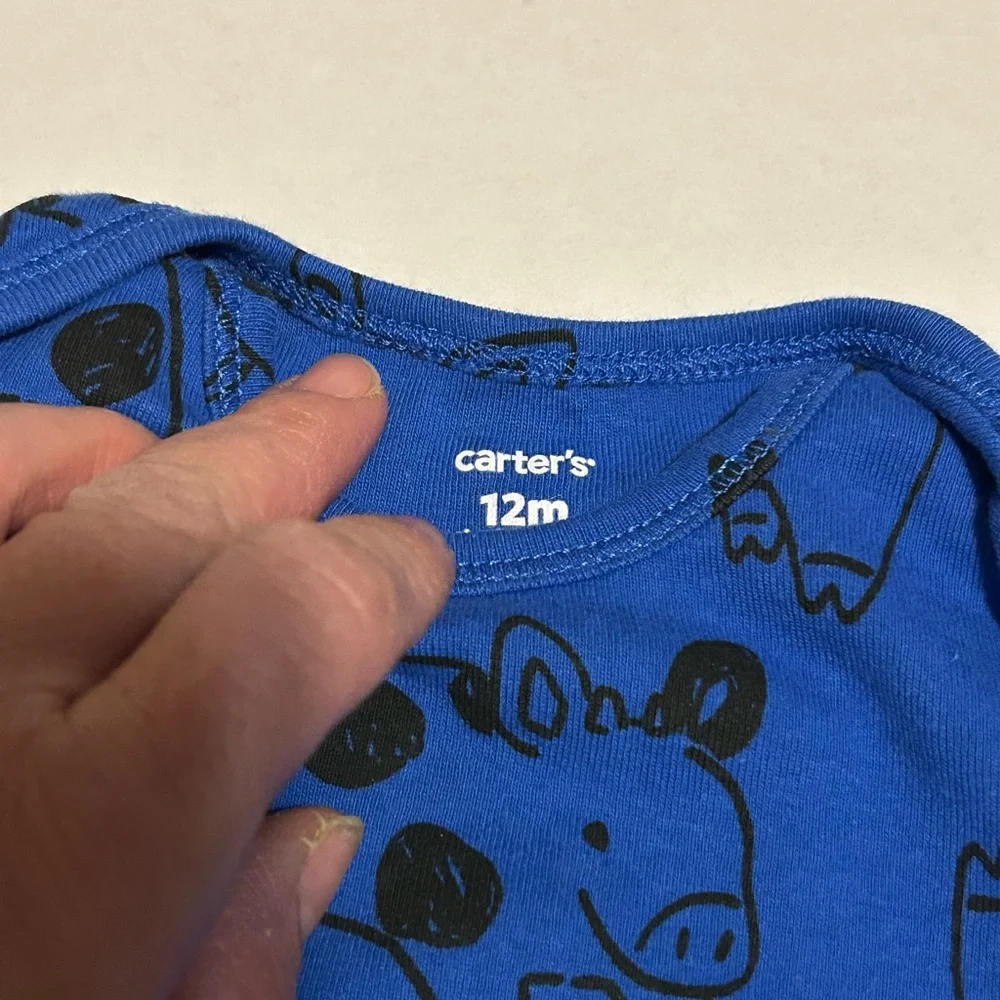 Blue and Green Dinosaur Print Kids One Piece Set - Picture 6 of 7